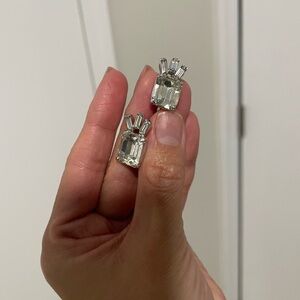 Vintage screw back Silver Crystal Earrings